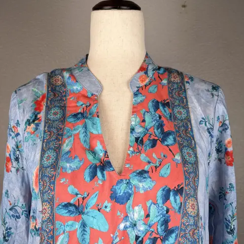 Tolani Feathers By Womens Emilia Dress S Small Blue Orange Floral Modal Pockets