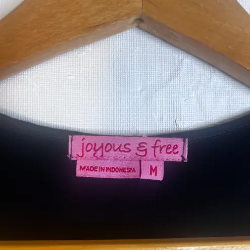 Joyous & Free Dress Sleeveless Beaded Patterned Attached Vest Size Medium Black