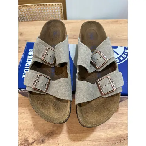 Birkenstock  Arizona Sandals Taupe Size 41 US L 10 M 8 Narrow EUC In Box Suede