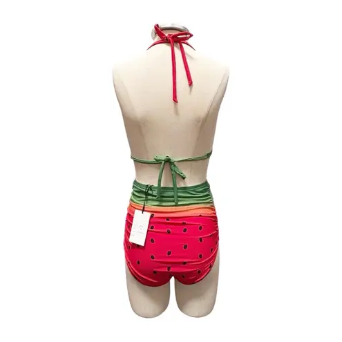 Unique Vintage Watermelon Pin Up Style 3 Piece Bikini Swimsuit Set Size Medium