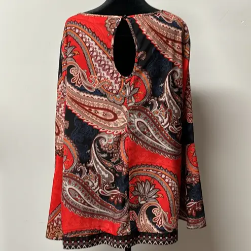 New York & Co. Tunic Top bell sleeve XL Multicolor Paisley Print Polyester Boho