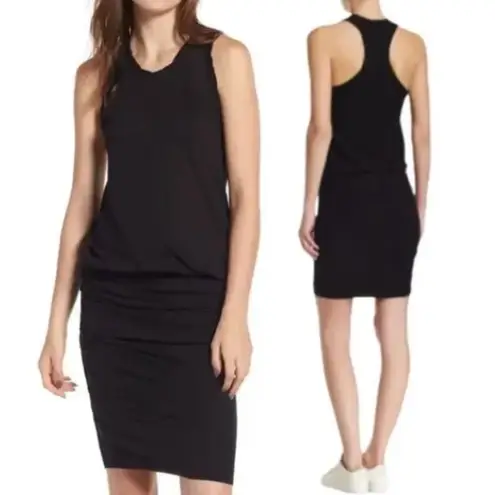 James Perse Standard Racerback Blouson Dress Black Sleeveless Size 3 Large NWT