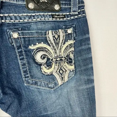 Miss Me  Dark Wash Fleur De Lis Embellished Bootcut Jeans 29