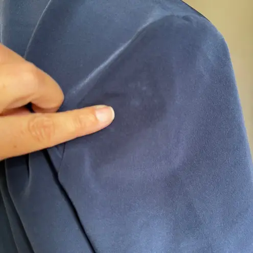 H by Halston Halston Long Sleeve Peplum Top Navy Blue Surplice V-Neck Career Blouse Minimal