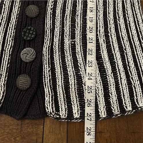 Pure Brand Black White English Handmade Cotton Cardigan Sweater Medium Large