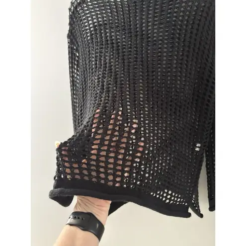 Zesica Open Knit Sweater Size S Black Crochet Cover Up Beach Witchy Goth Rave