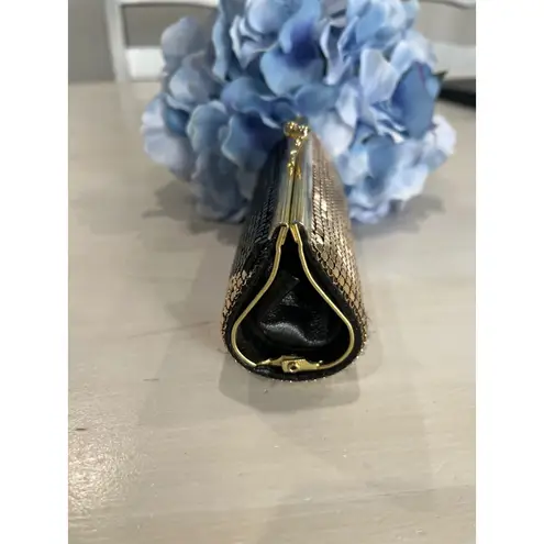 Vintage Gold Mesh Clutch Evening Bag Kiss‎ Lock Party Purse Small