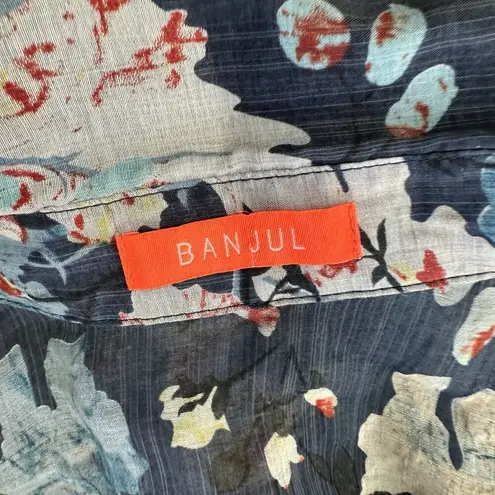 BANJUL floral long sleeve roll tab top Size S