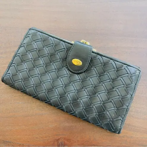 L.A.M.B. Vintage Bally Leather weave Kisslock Bifold Wallet