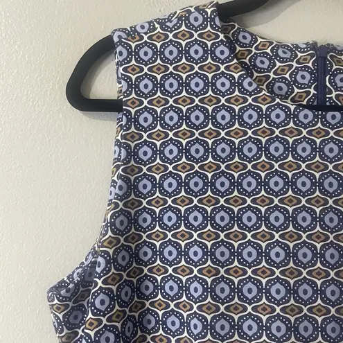 J. McLaughlin Devon Geometric Sheath Dress Blue Tan Geometric Career Stretch