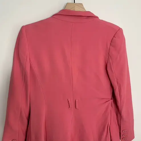 Saloni Maxima Double Breasted Belted Crepe Blazer Size 0 Pink Womens