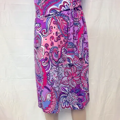 Karin Stevens Paisley Print Dress With Belt Size 10