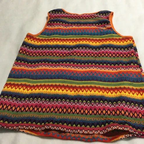 SHEIN Curve Tribal Zigzag Stripe Knit Tank Top Orange Blue Pink Yellow XL Size XXL