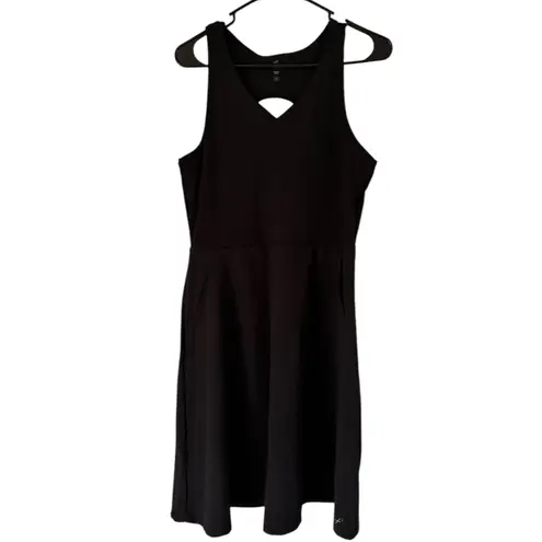 NWOT Freely Dress Black Athletic Pullover Ribbed Open Back Midi Dress Medium