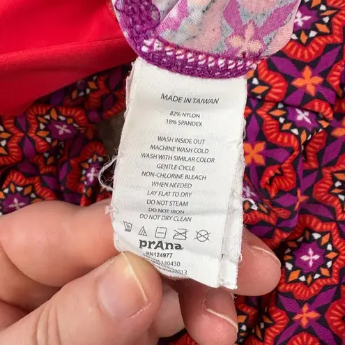 prAna Rai Swim Tights Leggings Red Purple Geometric Mandala Size M