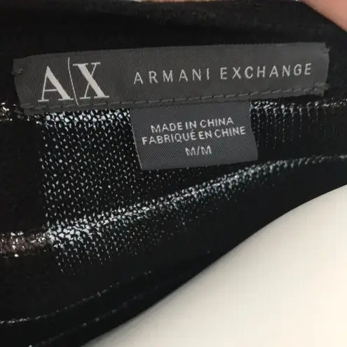 Armani Exchange  Black Metallic Striped Sweater med