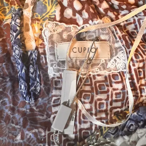 cupio Womens Lagenlook Tunic Top Blouse Long Sleeve Patchwork Multicolor L