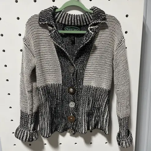 Overland Black and White Cardigan Sweater Size S/M