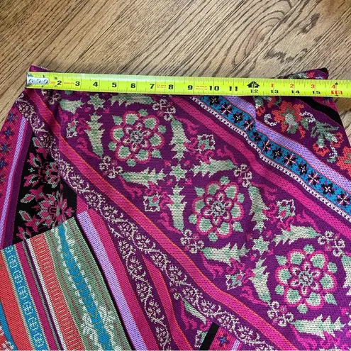 Susan Bristol | Multicolored A-Line Mixed Media Lined BOHO Midi Skirt Size 12