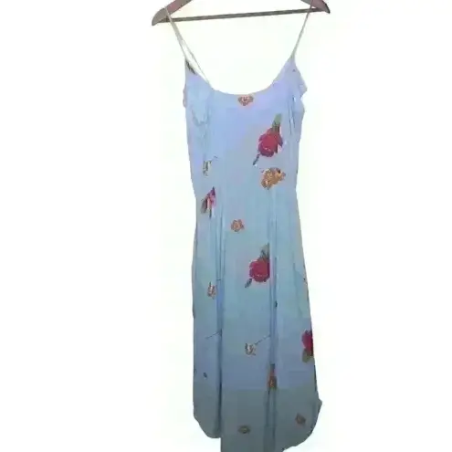 Leith  sky blue‎ floral high low ruffle front dress Sz S