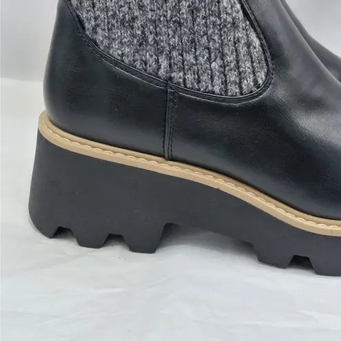 Dolce Vita DV Vionie Womens 9.5 Black Knit Shaft Lug Sole Platform Ankle Boots