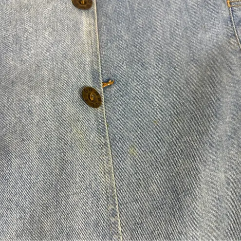 VINTAGE Fashioned by Marge Sherwin Embellished Denim Long Coat Size P/S Blue