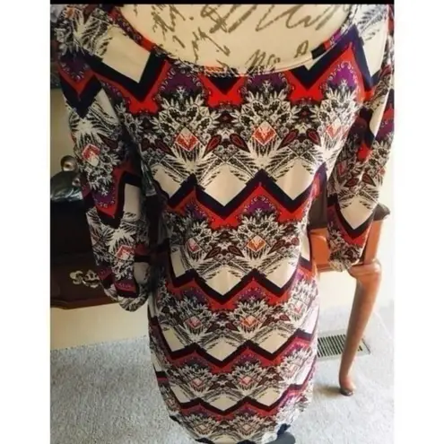 B_Envied Stylish Red and Blue Patterned Mini Dress