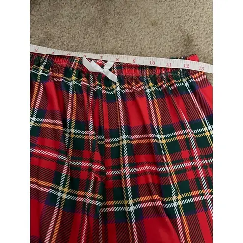 Unbranded red green plaid bow tie front elastic waist sleepwear short shorts Med