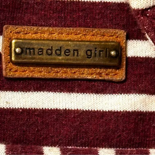 Madden Girl  maroon and white striped backpack medium cloth adjustable straps