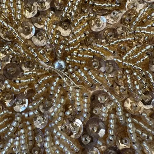 Vintage Gold Beaded Evening Bag Art Deco Flapper Hong Kong Kiss Lock Chain