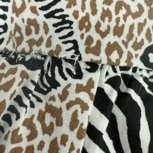 J.Crew Animal Print Novelty Zebra Leopard Long Sleeve Tiered Mini Dress Size XS Black