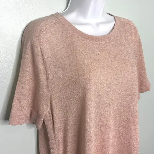 Akris Punto Lurex Knit Short Sleeve Metallic Rose, Blush Knit Top 10