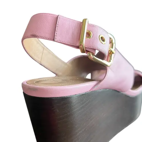 Marni Women’s Pink Leather Open Toe Platform Wedge Sandals Heels Size 40