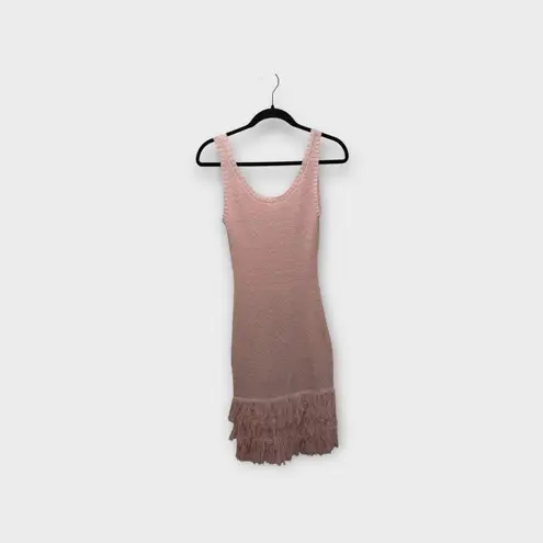 Able Los Angeles Pink Ethical Fringe Knit Dress Tank Top Sleeveless Size Small S