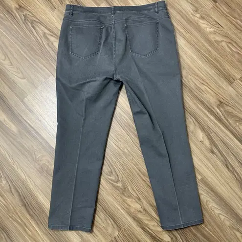 Lafayette 148 Size 14 Jeans Gray Tapered Leg High Rise Flat Front Denim Women’s