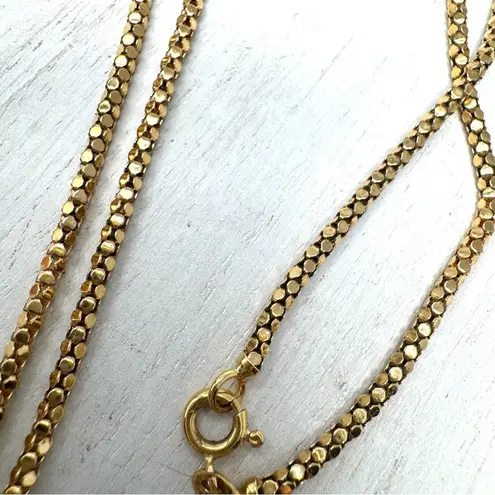 Solid 18K (750) vintage popcorn chain necklace with genuine pearl, 9.4g Gold