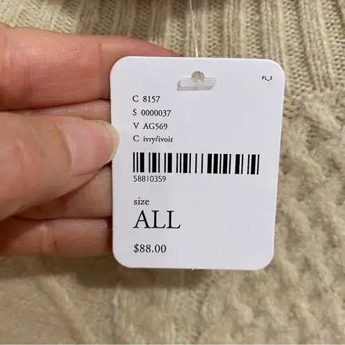 Free People  Cream Harbour Stripe Cable knit Poncho Sweater Sz O/S NWT