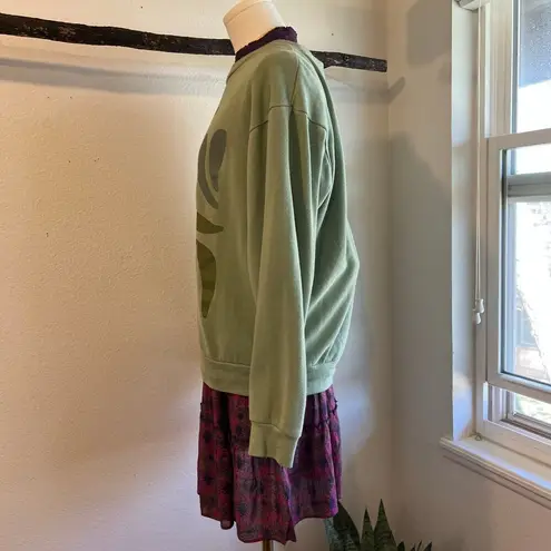 Desert Dreamer Green Oversized " Be Kind to Nature " Crewneck Sweater Size XS