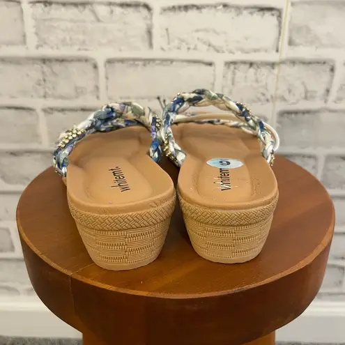 White Mountain NWOT Women’s Whitemt floral braid twist sandals with jewels Size 6