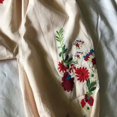 BOHO floral tassel trim dress size S off the shoulder NWOT