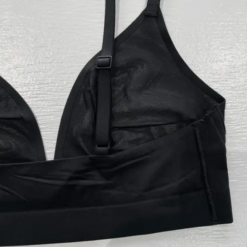 Aerie New  SMOOTHEZ Mesh Bralette Sheer Wireless Bra True Black Size Small