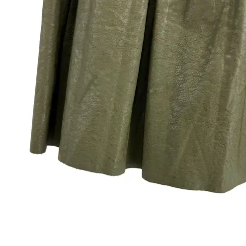 Anthropologie  Faux Leather Olive Green Pleated Mini Skirt Women XS Indie Preppy