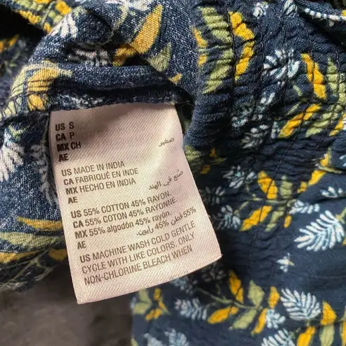 Style & Co Navy Blue Floral Wide Leg Cropped Pants Women's Size Small