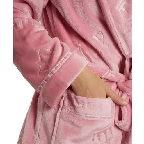 Juicy Couture  Sleepwear Women's L XL Housecoat Robe Pink Belt Crowns Barbie Y2K