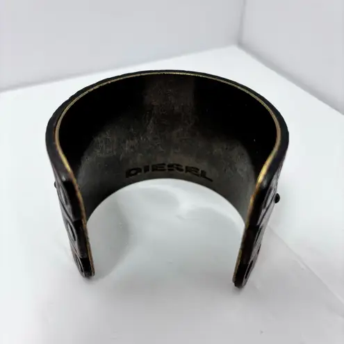 Diesel Vintage Brown Embossed Leather and metal bracelet, one size-fits most