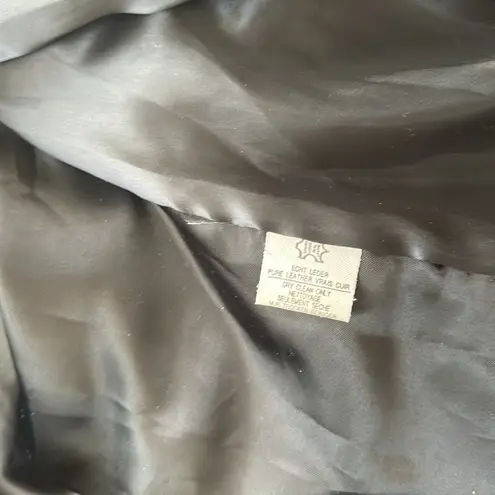 Vintage leather double breasted knee length coat Black Size M