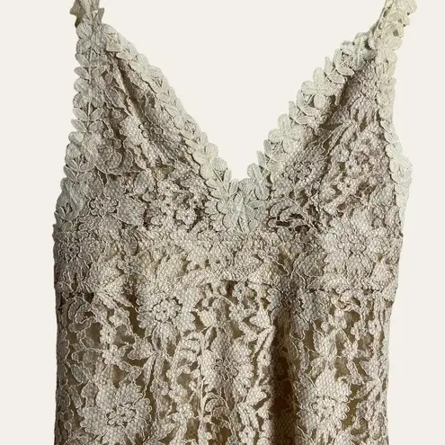 Masala Beige Floral Lace Plunge V