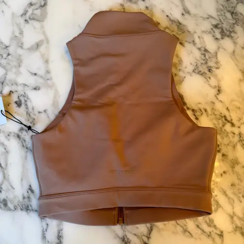 Girlfriend Collective NWT  Brown Zip-Up Crop Top Sports Bra Sz S