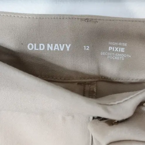 Old Navy  High-Rise Pixie Straight Ankle Pants Slacks Khakis Mocha Taffy New 12