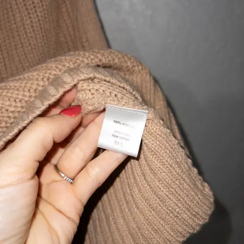 Naked Wardrobe NWT Tan In Knit For Love Open Back Sweater Size M/L